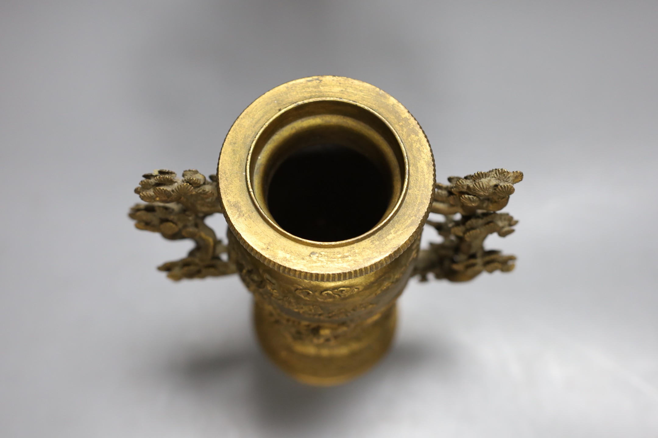 A Japanese gilt bronze vase, Meiji period, signed to base, 19cm